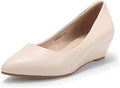 IDIFU Women's Dress Low Wedge Pointy Toe Pumps - Comfortable 2in Heels