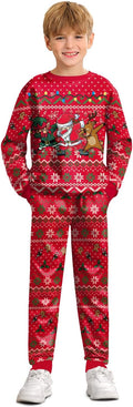 Boys Funny Ugly Christmas 2-Piece Sweatshirt and Pants Set - Festive