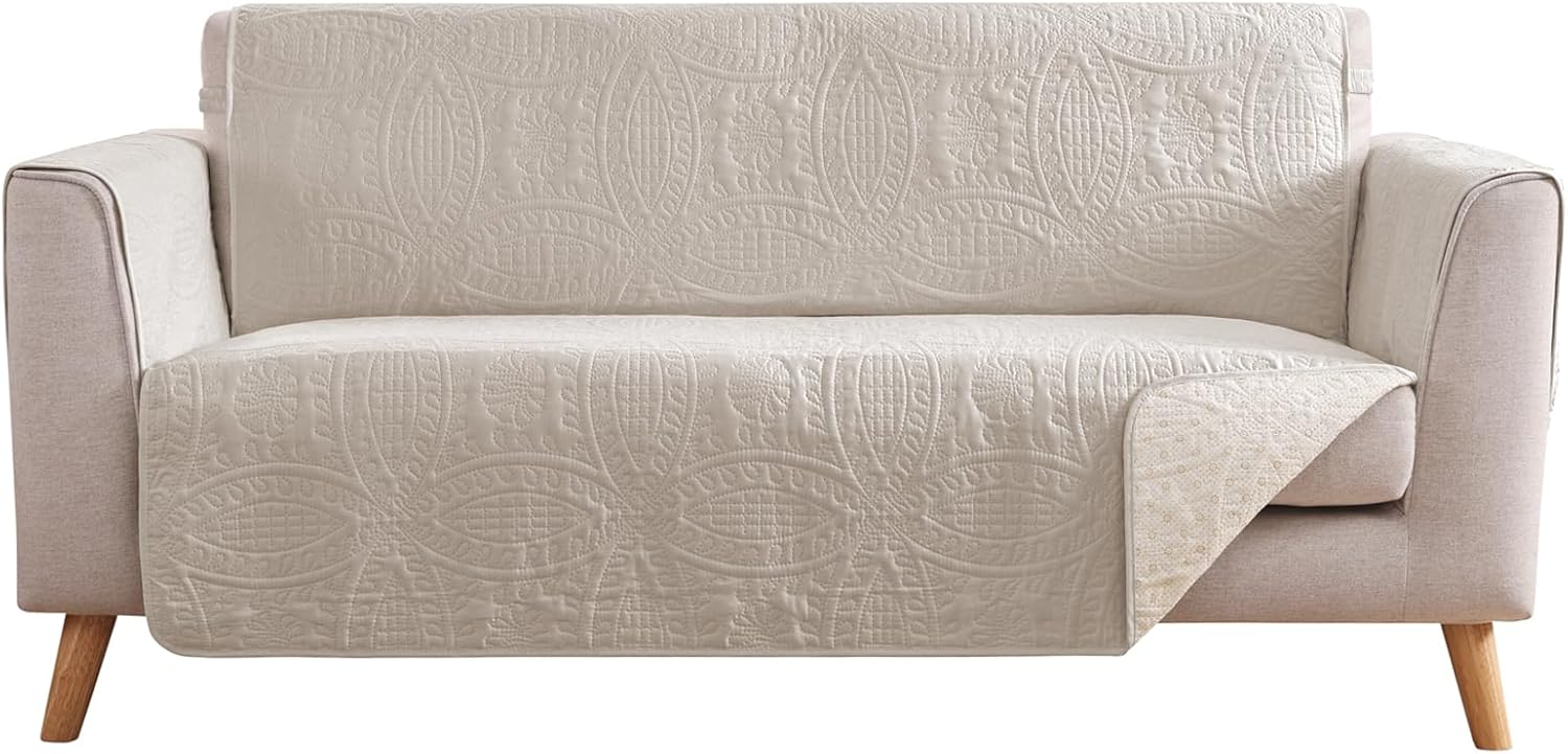 Beige Loveseat Covers for 2 Cushion Couch, Water-Repellent
