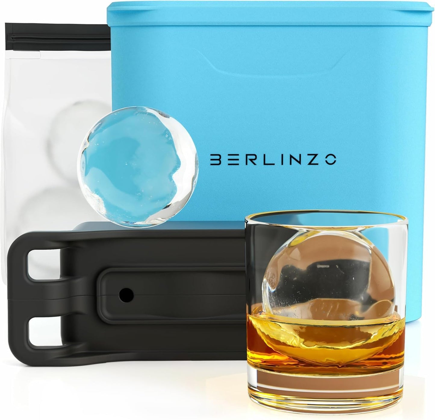 Berlinzo Premium Clear Ice Ball Maker for Whiskey Cocktails