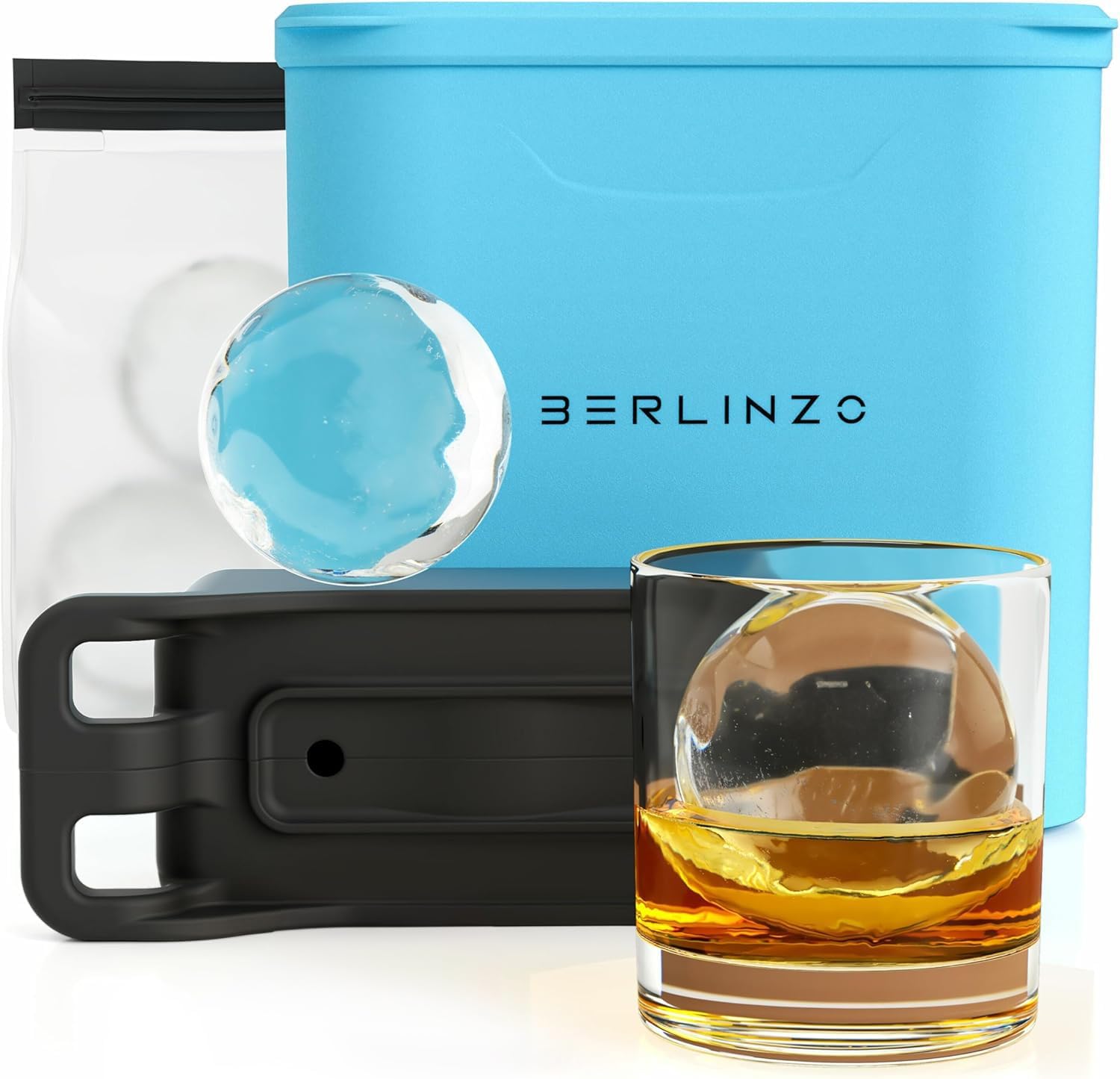 Berlinzo Premium Clear Ice Ball Maker for Whiskey Cocktails
