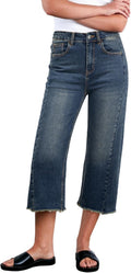 Sidefeel Women's Capri Jeans High Waisted Wide Leg Stylish Fit