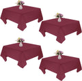 4 Pack Square Table Cloth 85x85 in Burgundy - Elegant Durable Covers