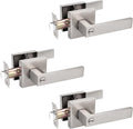 Square Door Lever Privacy Lockset 3 Pack Satin Nickel - Durable