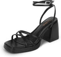 ISNOM Platform Heels for Women Comfortable Strappy Heels - Stable if