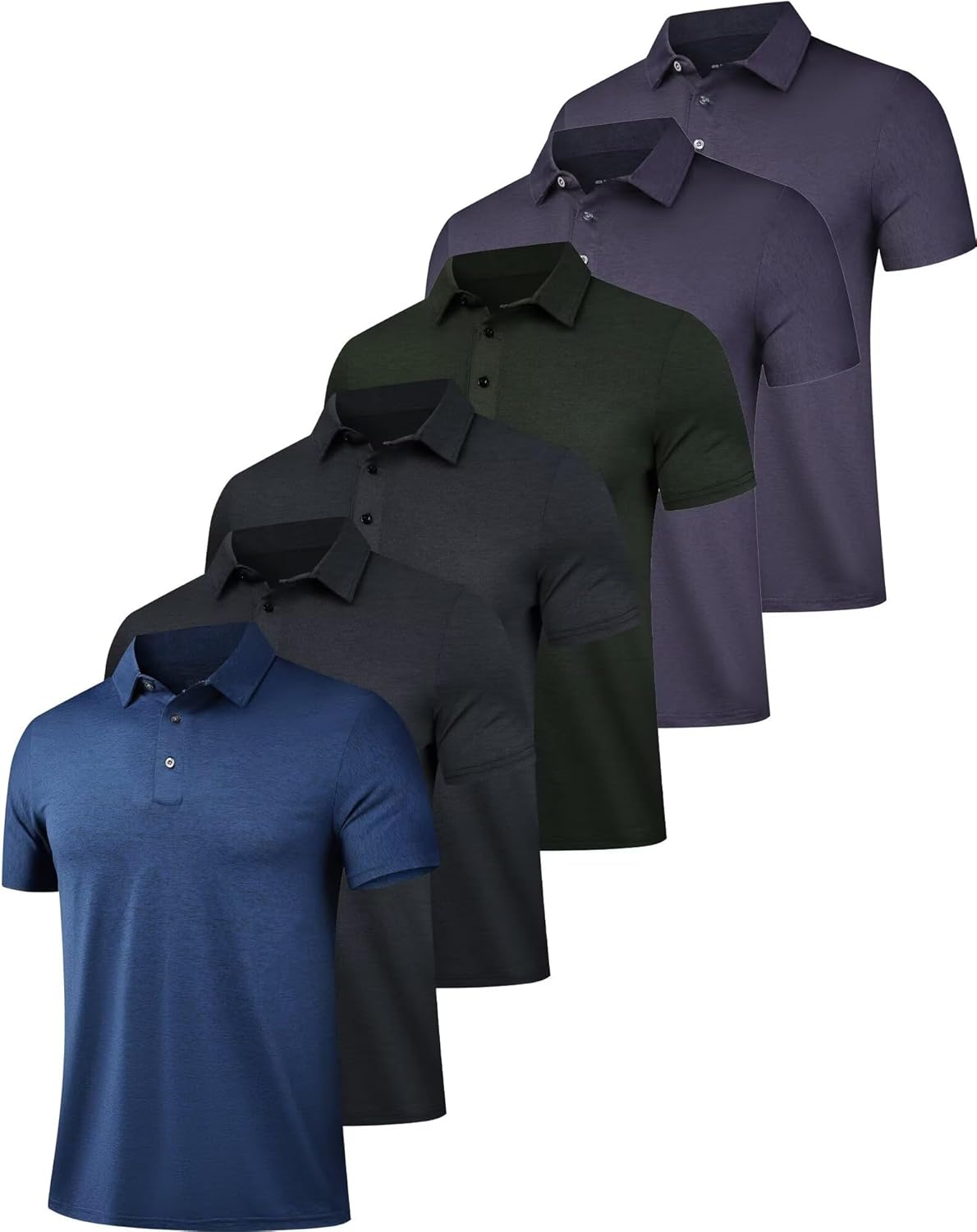 OYGSieg 6 Pack Mens Polo Shirts for Golf and Casual Wear