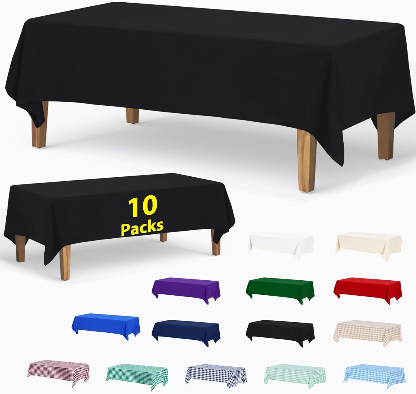 Premium 10 Pack Rectangle Polyester Tablecloth for All Occasions