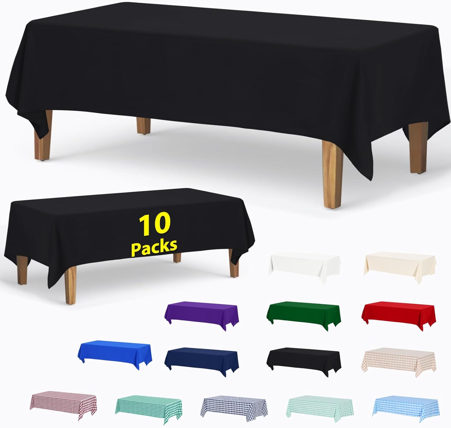 10 Pack Rectangle Polyester Tablecloths for Elegant Home Decor
