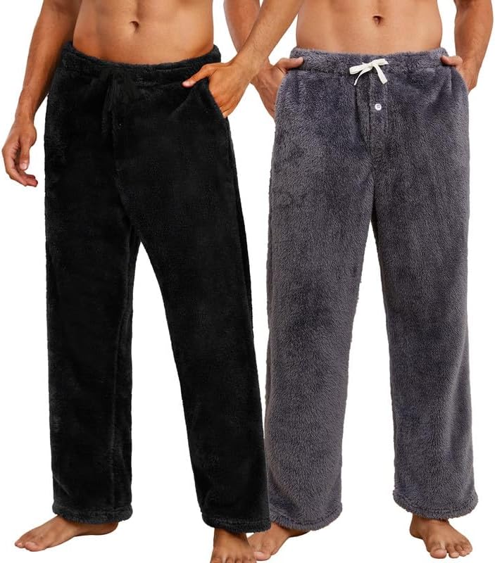 Vulcanodon Plush Warm Pajama Pants for Men with Pockets