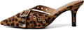 Mostrin Kitten Mules Heels for Women - Leopard Pointed Closed Toe