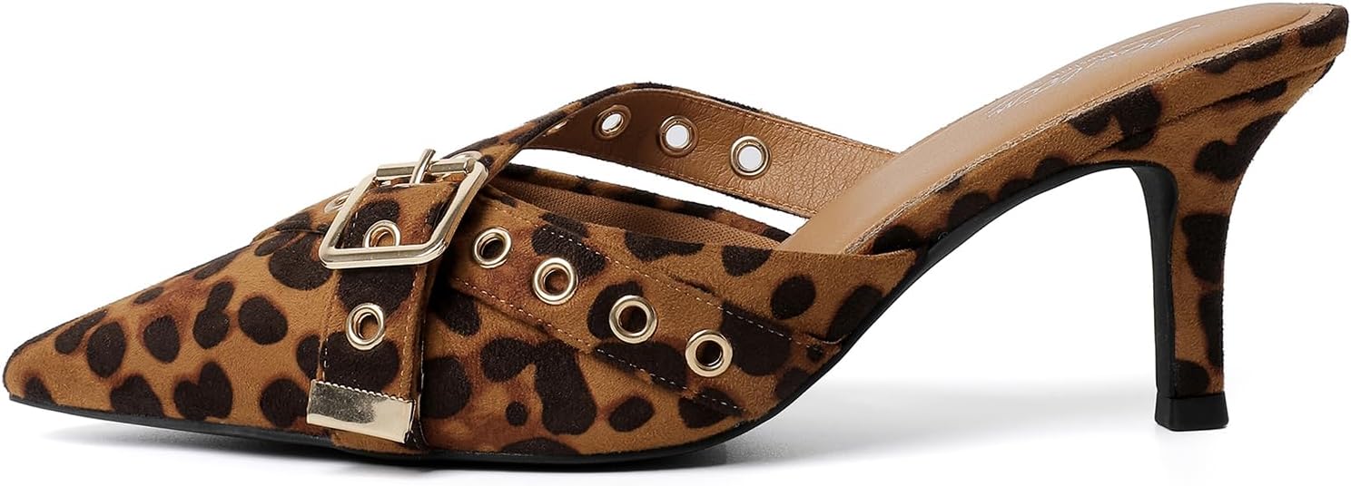 Mostrin Kitten Mules Heels for Women - Vintage Slip On Pumps