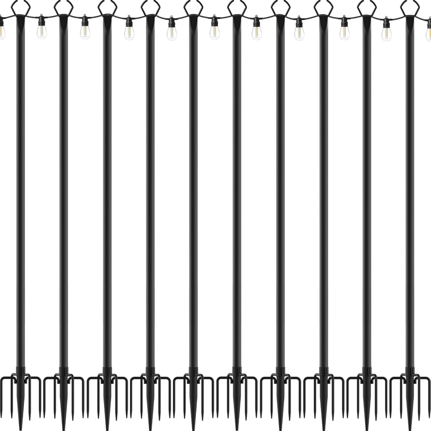 10 Pack String Light Poles for Outdoor Decor and Lighting Needs