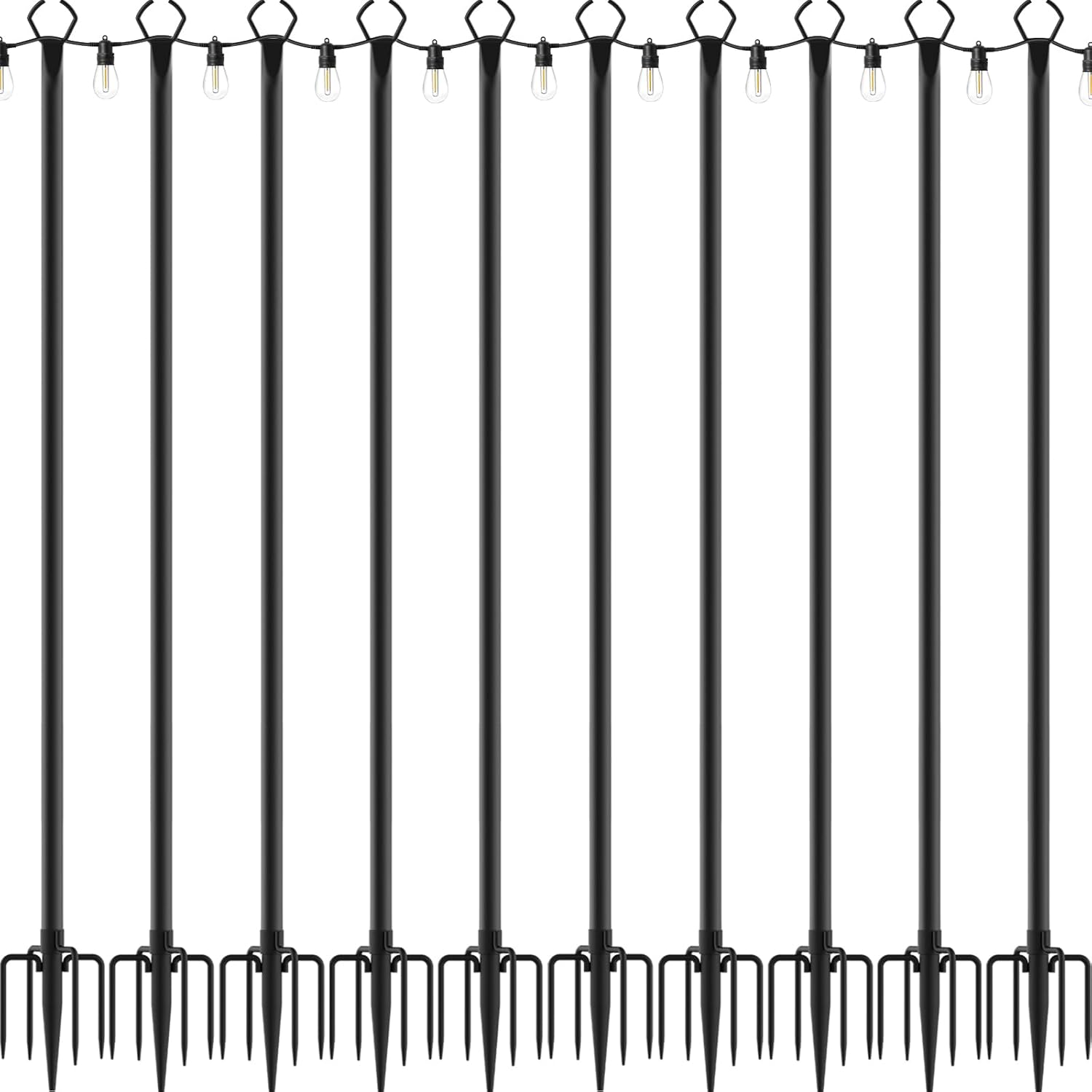 10 Pack String Light Poles for Outdoor Decor and Lighting Needs