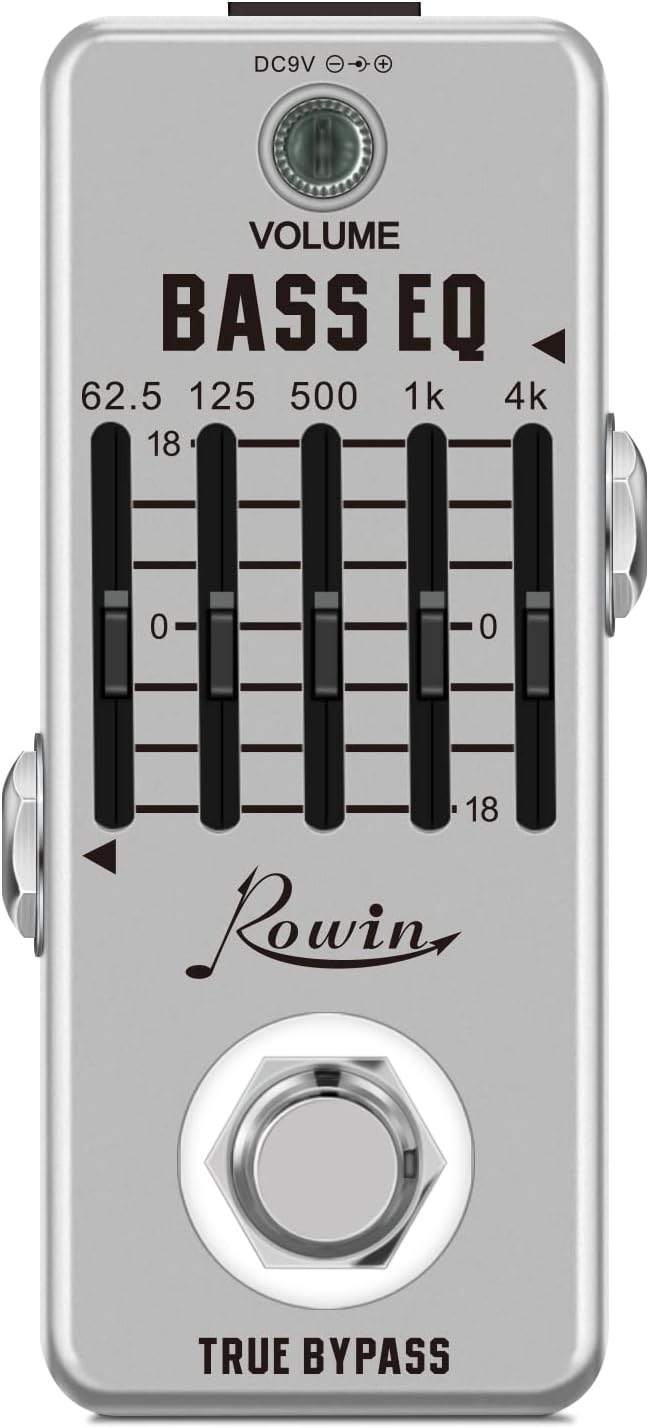 Rowin Bass Equalizer Pedal 5 Band with True Bypass for Bass