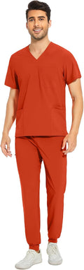COZYFIT Men Scrubs Set Stretch V-Neck Top & Jogger Pant (Style VJWC)