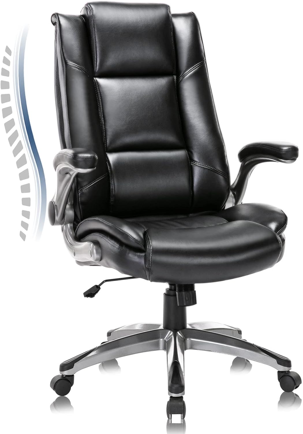 COLAMY High-Back Leather Office Chair - Ergonomic Swivel & Tilt for Productive Work