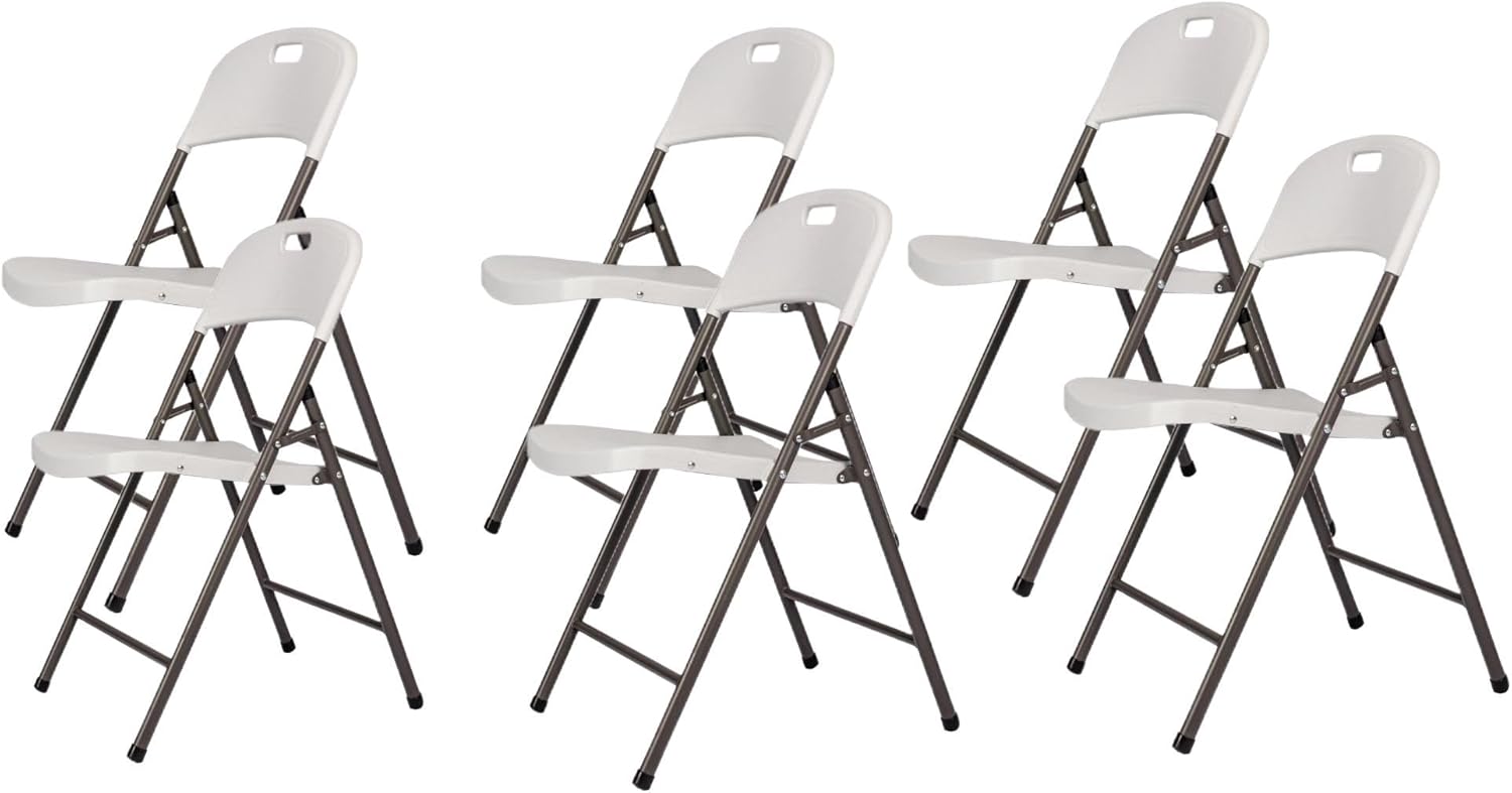 Strong White Folding Chairs 6-Pack - 350lb Capacity