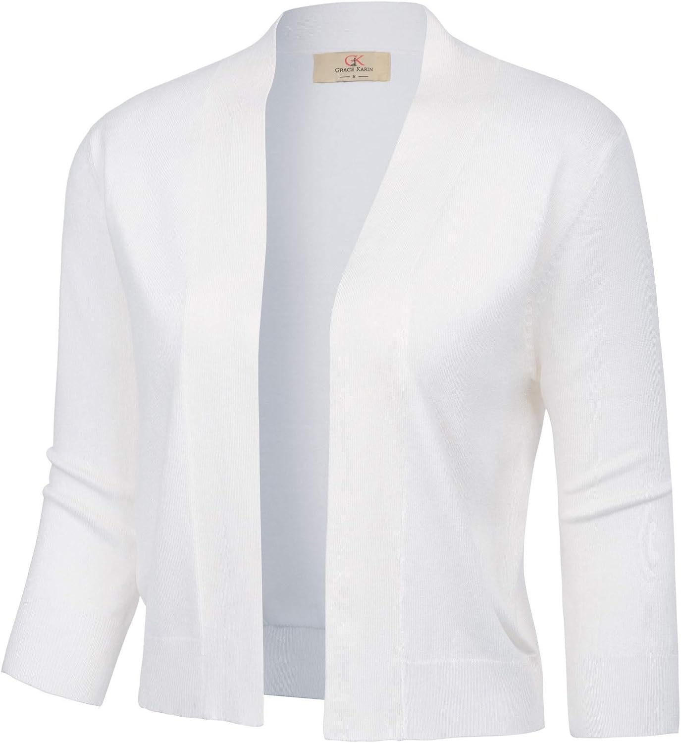 GRACE KARIN Women's 3/4 Sleeve Knit Cropped Cardigan Sweater