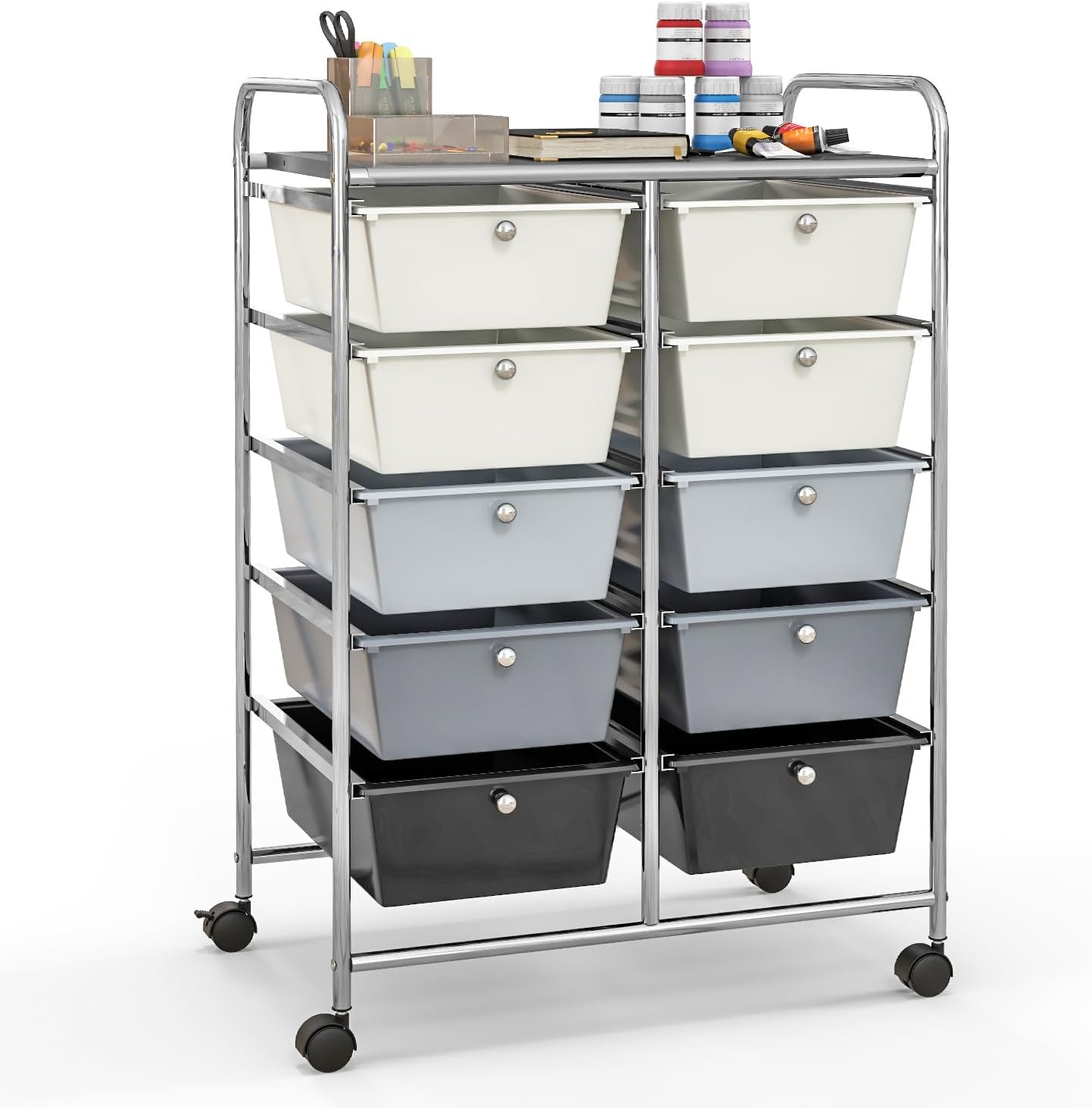 Giantex 10 Drawers Rolling Cart for Classroom and Home Storage