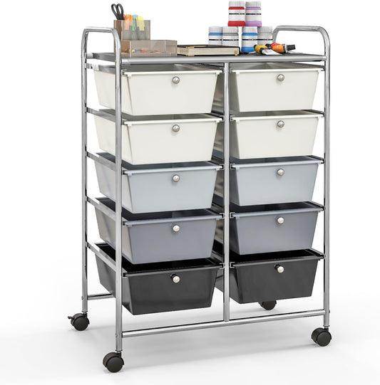 Giantex 10 Drawers Rolling Cart for Classroom and Home Storage