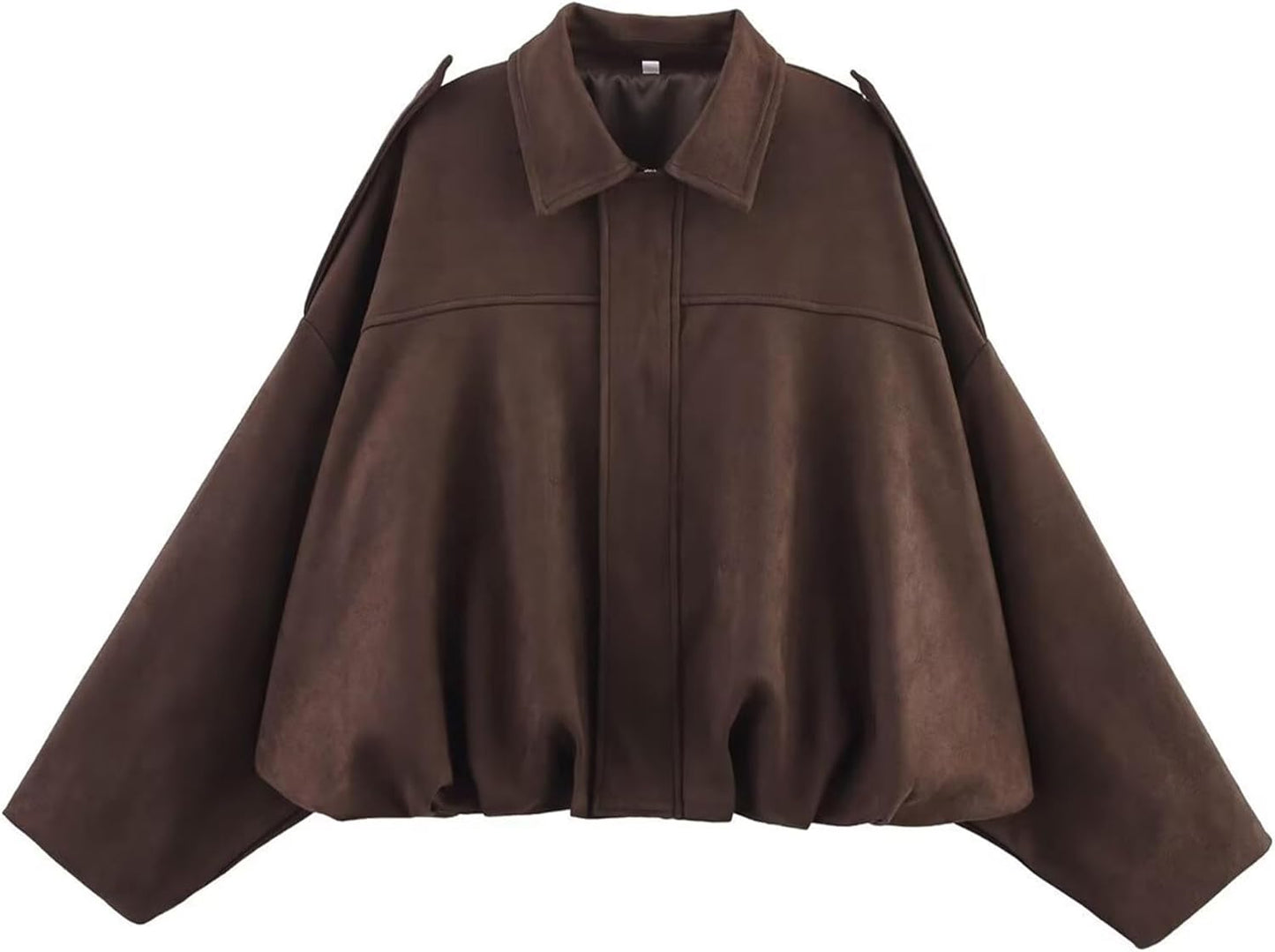 Faux Suede Jacket Women Oversized Long Sleeve Zip Up Bomber