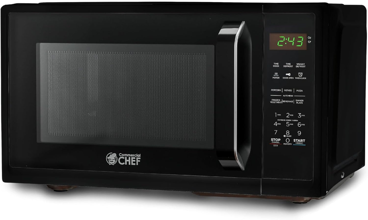 Commercial Chef 0.9 Cu.Ft. Microwave - 10 Power Levels & Grip Handle