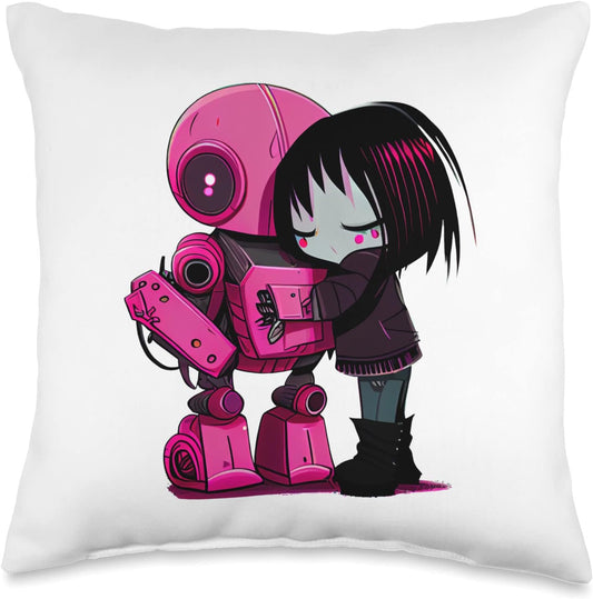 Techy AI Love Robot Hug Pillow 16x16, Multicolor