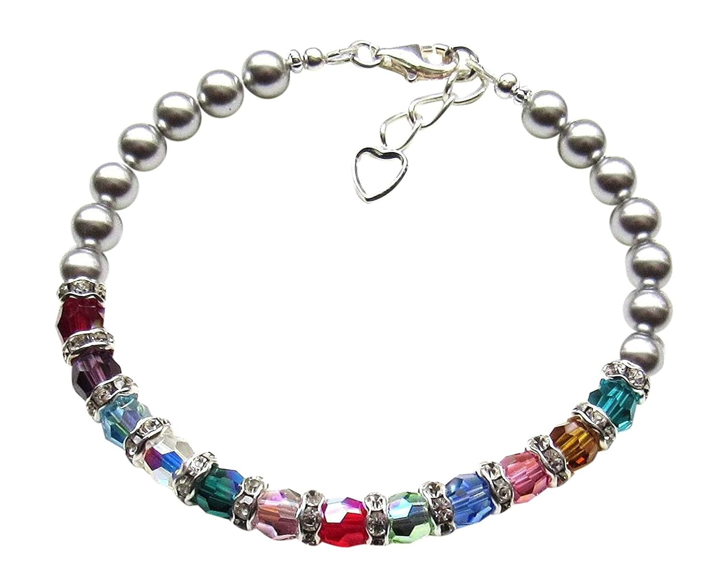 Personalized Mothers Bracelet with Up to 18 Birthstones for Mom