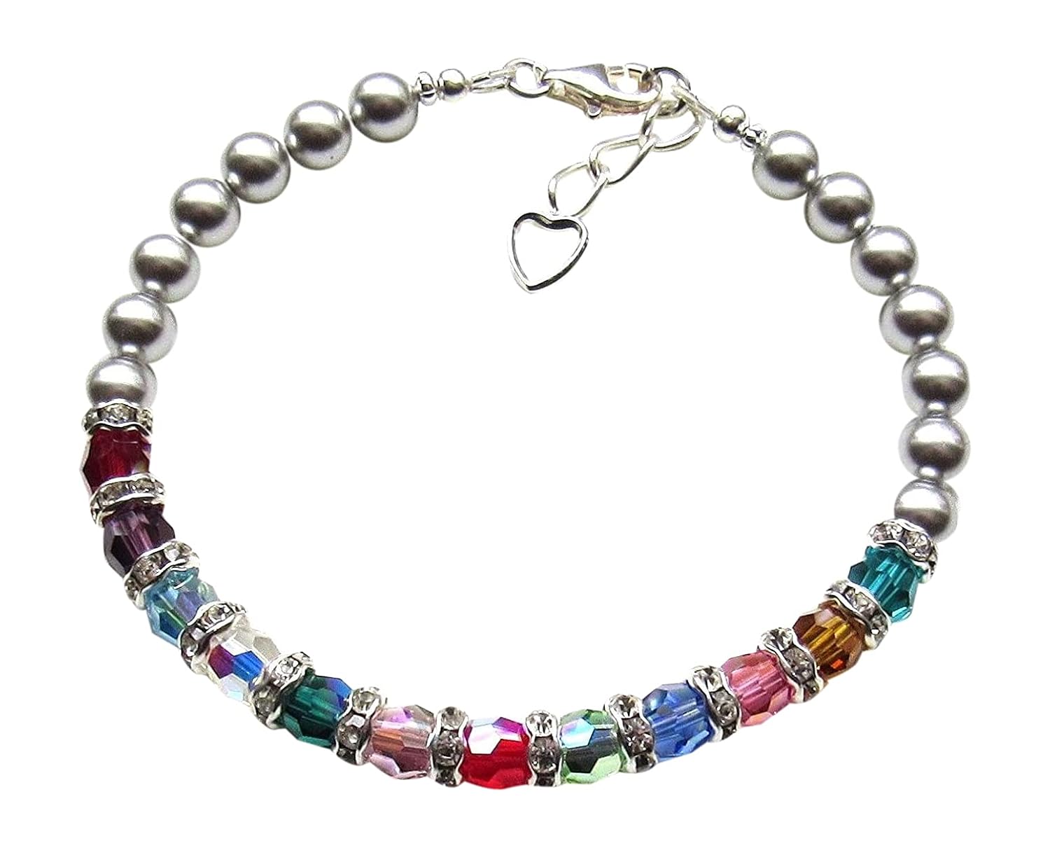 Personalized Mothers Bracelet with Up to 18 Birthstones for Mom