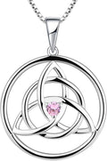 Celtic Knot Necklace Sterling Silver with Pink Tourmaline - Timeless
