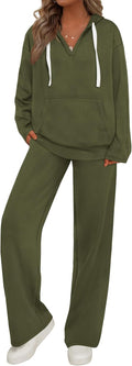 PRETTYGARDEN Womens 2 Piece Outfits Fall Sweatsuits Oversized V Neck