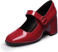 DREAM PAIRS Women's Closed-Toe Pumps - Mary Jane 2.8in Block Heel