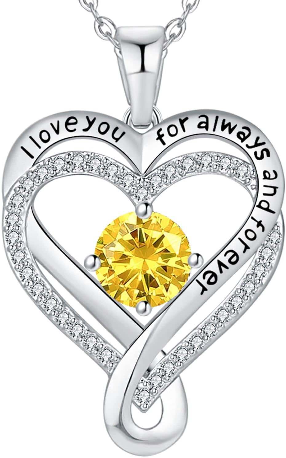 Infinity Heart Birthstone Necklace for Women - I Love You Gift
