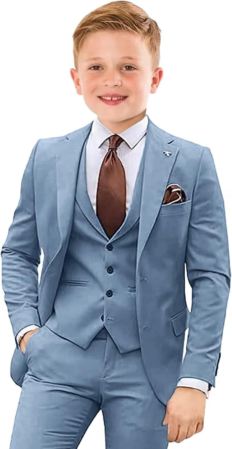 Boys Suit 4 Piece Slim Fit Tuxedo Outfit for Weddings and Parties