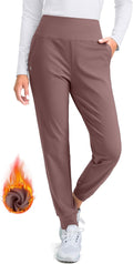 High Waisted Thermal Hiking Pants - Water Resistant & Fleece Lined