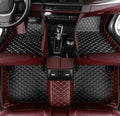 Custom Black Floor Mats with Wine Red Stitching - Full Coverage Fit