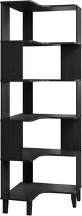 Prepac Nordik 6-Tier Black Corner Bookcase - Extra Tall Storage