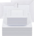 Goodluck 100 Pack Square Plastic Plates - Heavy Duty Disposable Plates
