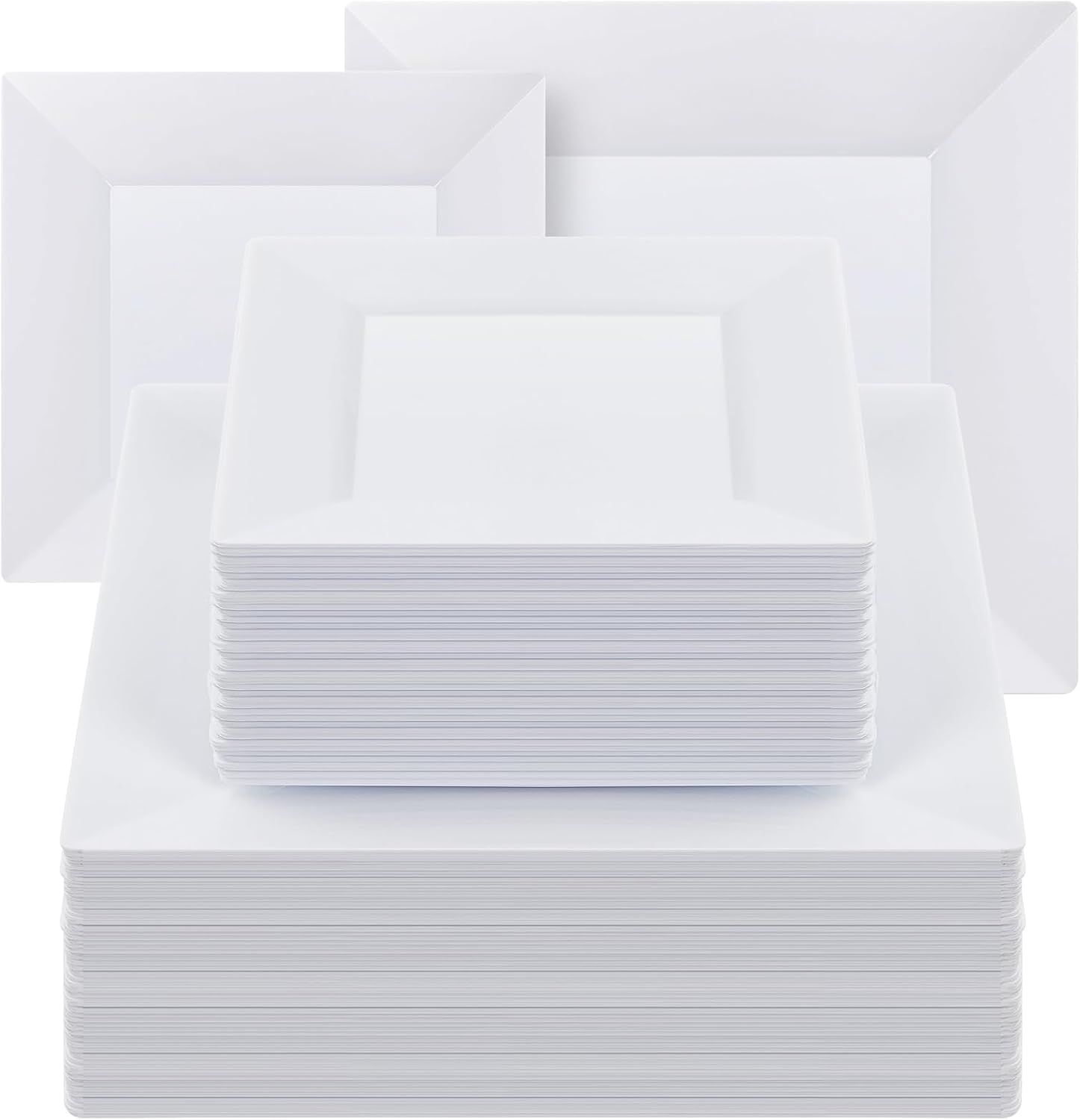 Goodluck 100 Pack Square Plastic Plates for Elegant Parties