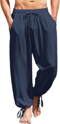 COOFANDY Men's Cotton Linen Harem Pants - Comfortable Beach & Yoga