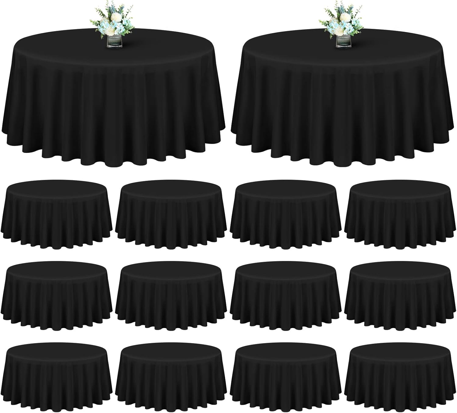 Showgeous 12 Pack Black Polyester Tablecloths for Events & More