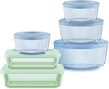 Pyrex Colors Tinted 12-PC Full Set Food Storage Containers - Durable