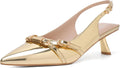 Mostrin Kitten Heels for Women Pointed Toe Gold Slingback - Low Heel