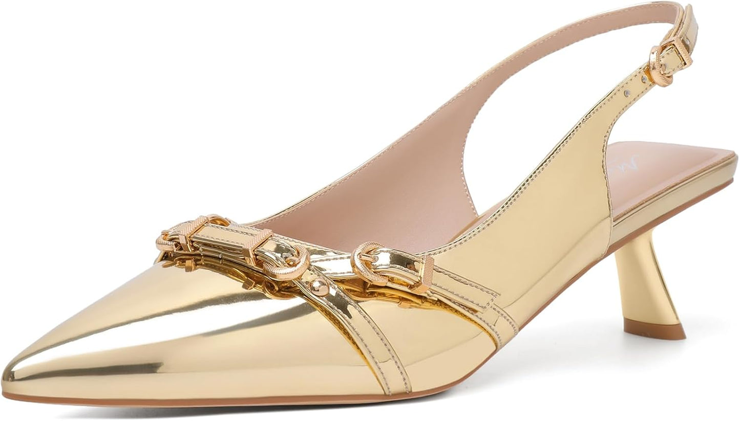 Mostrin Kitten Heels for Women: Stylish Slingback Pumps