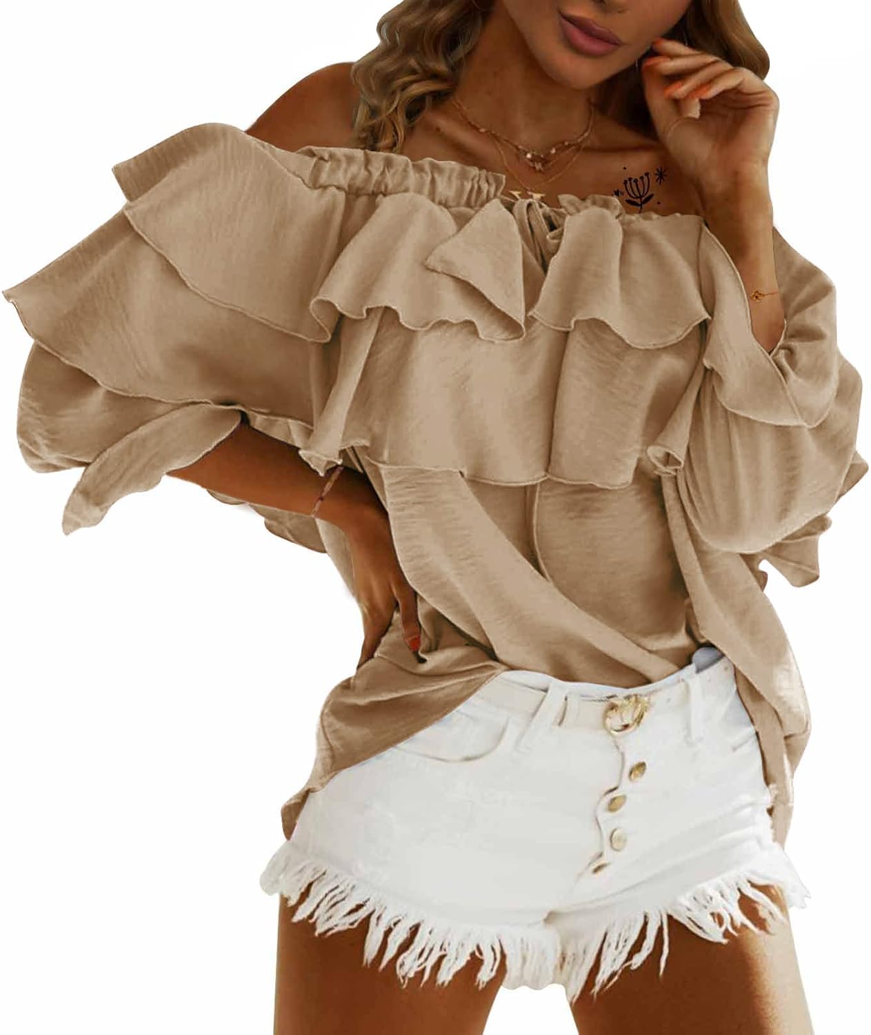 Trendy Off Shoulder Ruffle Blouse for Summer Fashion Styles