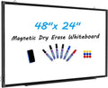 Magnetic White Board 48x24 in Dry Erase Wall Mount - Durable Frame