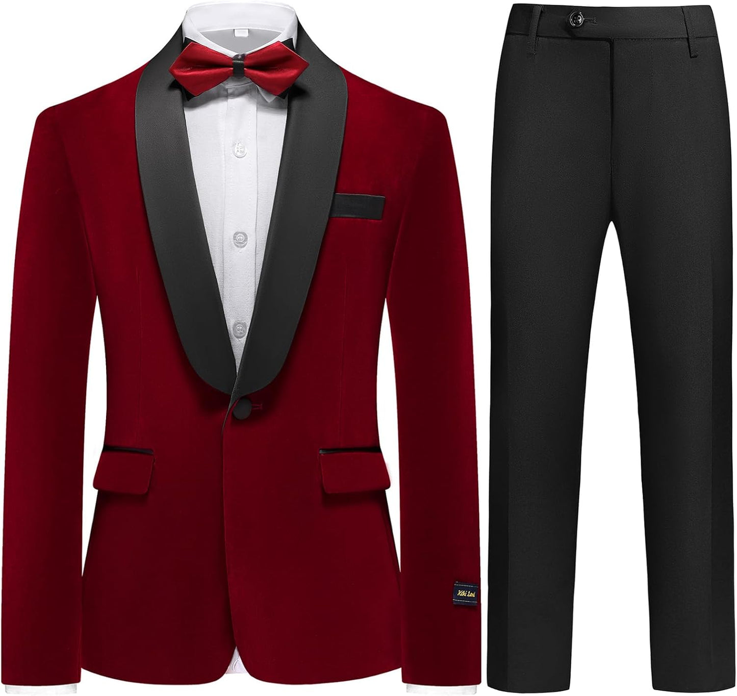 Boys Velvet Suits Slim Fit Tuxedo 2 Piece Kids Blazer Jacket