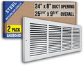 Baseboard Return Air Grille 24x8 2 Pack - Durable Steel Vent Cover