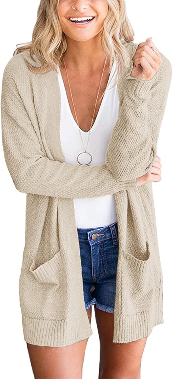 Cozy Women's Long Sleeve Cardigan Sweater with Pockets