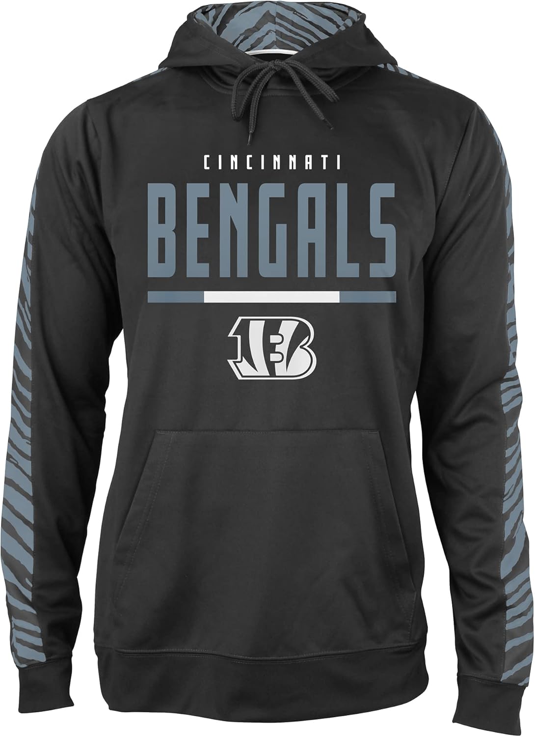 Zubaz NFL Men's Fleece Hoodie with Zebra Tonal Sleeve Panel